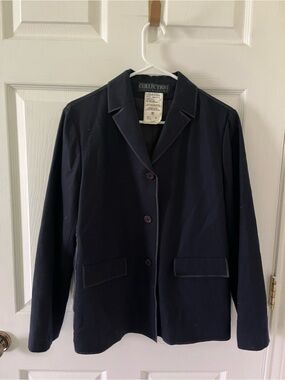Collection B Women's Navy Single-Breasted Blazer Jacket